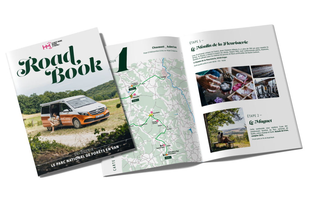 Création d'un Road book pour l'agence d'attractivité de la Haute-Marne. Mise en page magazine