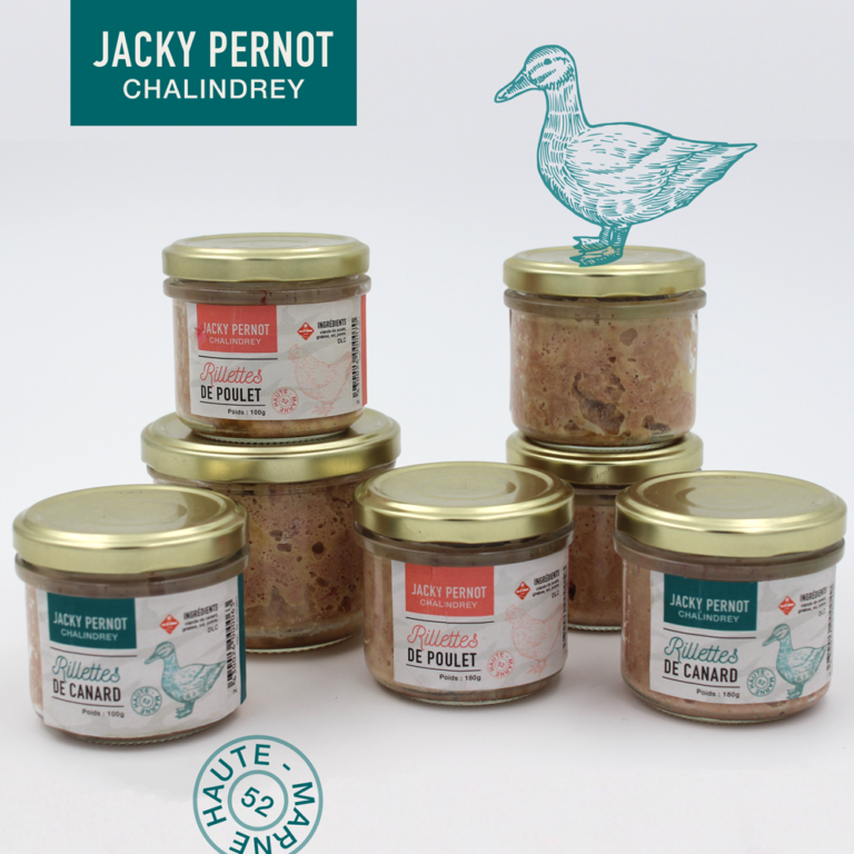 Création d'étiquettes pour les rillettes de canard et de poulet de Jacky Pernot